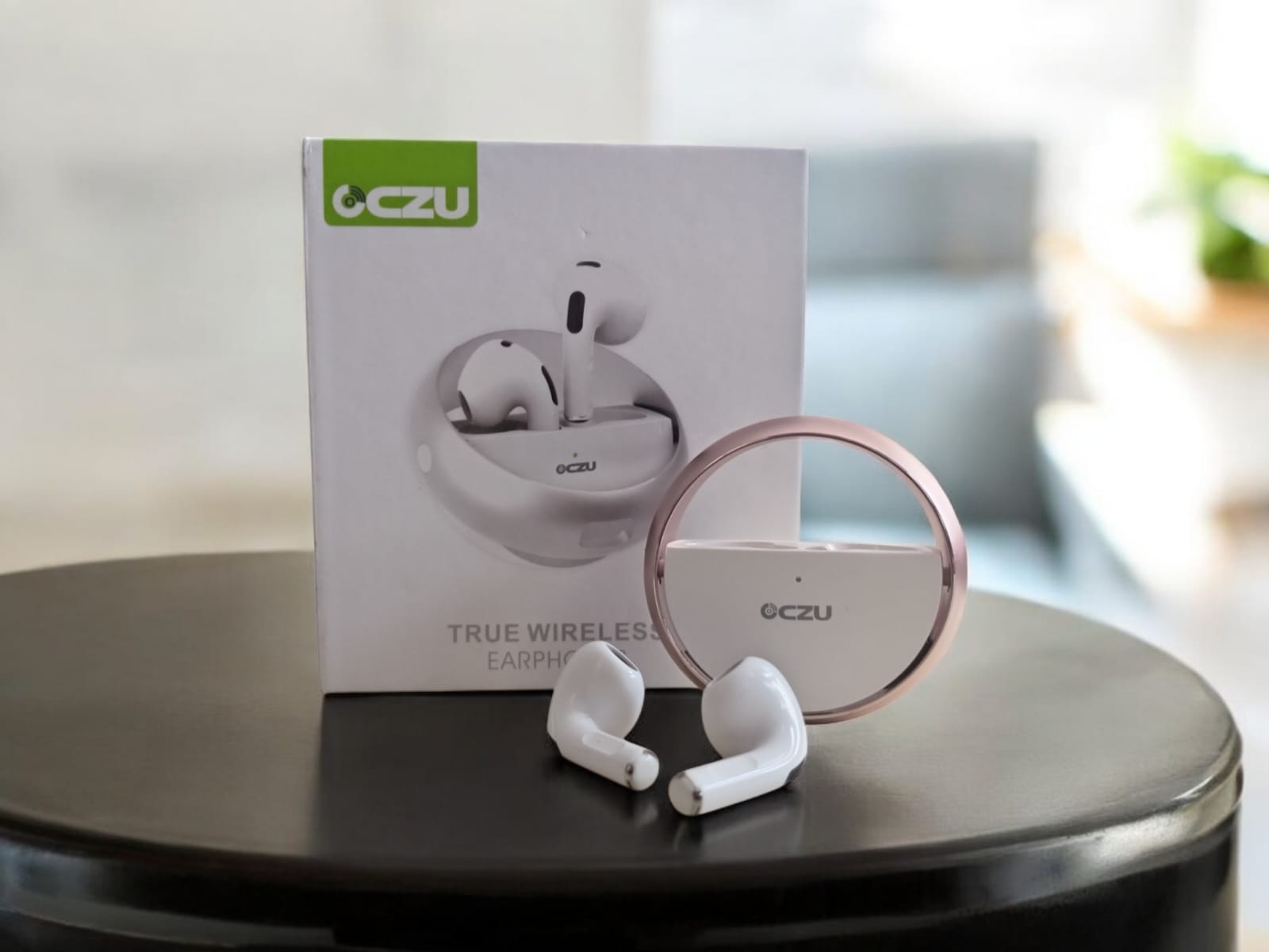 Auriculares Oczu Color Blanco / Estuche Oro Rosa